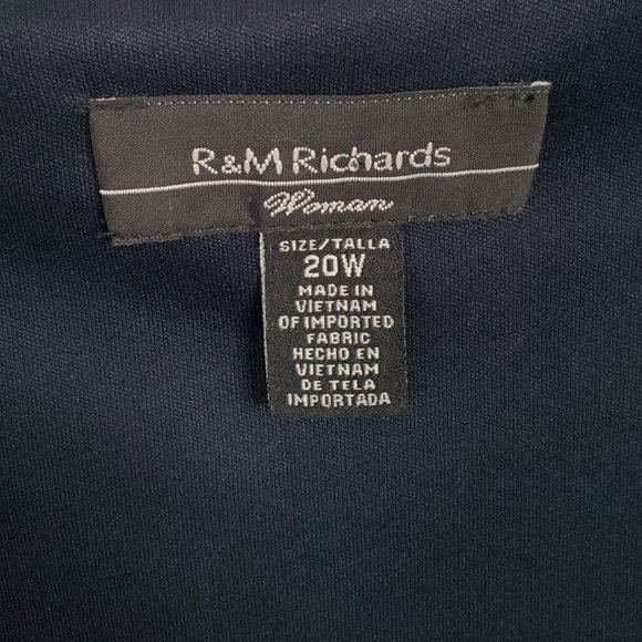 R&M Richards Size 20W Dress Pullover Stretch Fluid Jersey Midi Crystal Navy - Picture 8 of 11